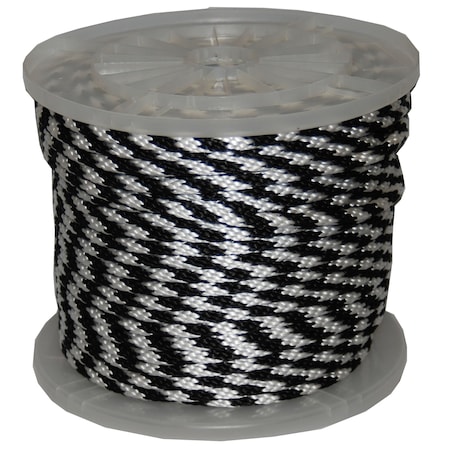 T.W. Evans Cordage Co. 1/2. x 300 ft. Solid Braid Multi-Filament Polypropylene Derby Rope Black and White 96020